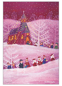 童画ポストカード、雪のクリスマスイブ